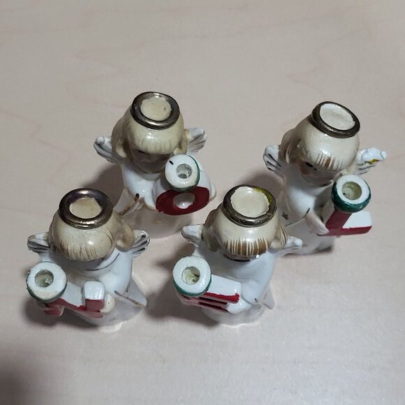 Commodore Japan Heavenly Christmas Noel Angel Candle Holders Figurines - Picture 4 of 13